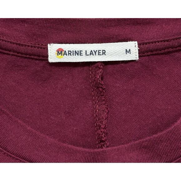 Marine Layer Long Sleeve Top Women’s Size M Chevron Stripe Burgundy - Picture 5 of 8